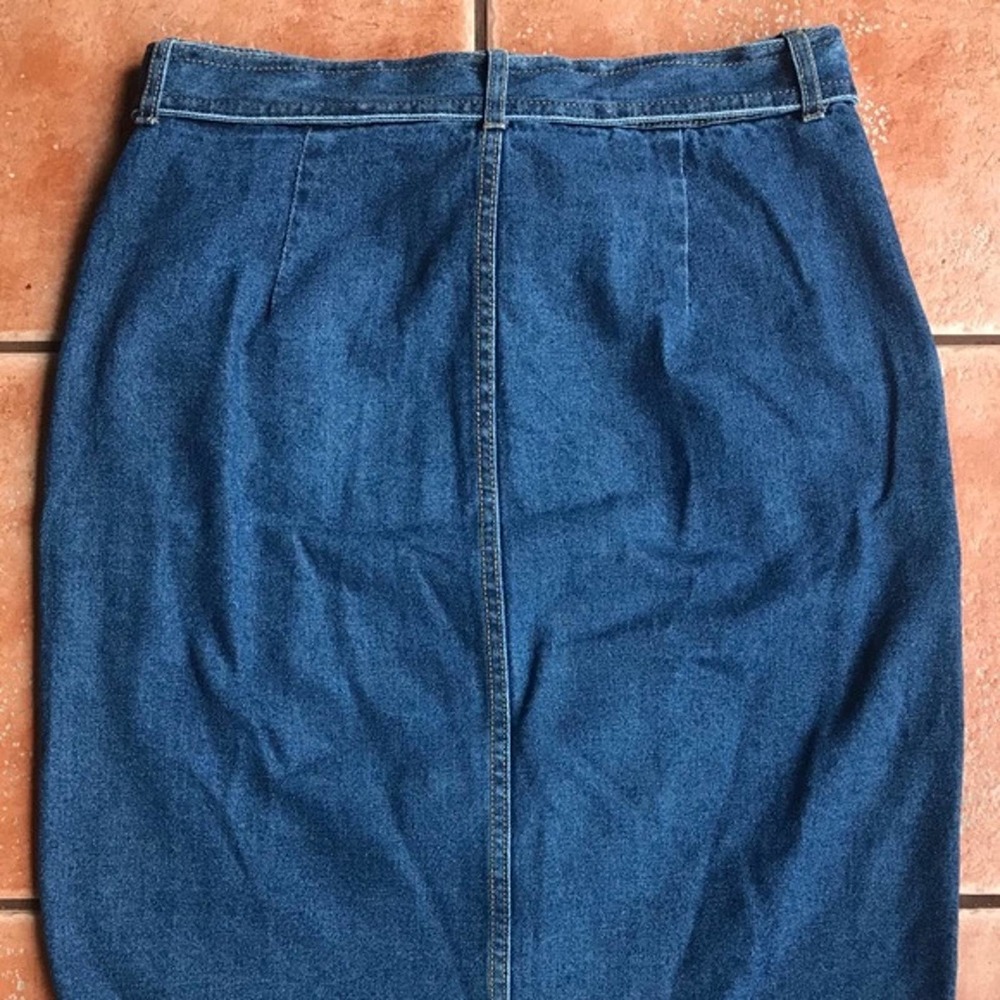 Forever 21 Belted Long Button Front Jean Skirt M - Picture 3 of 6